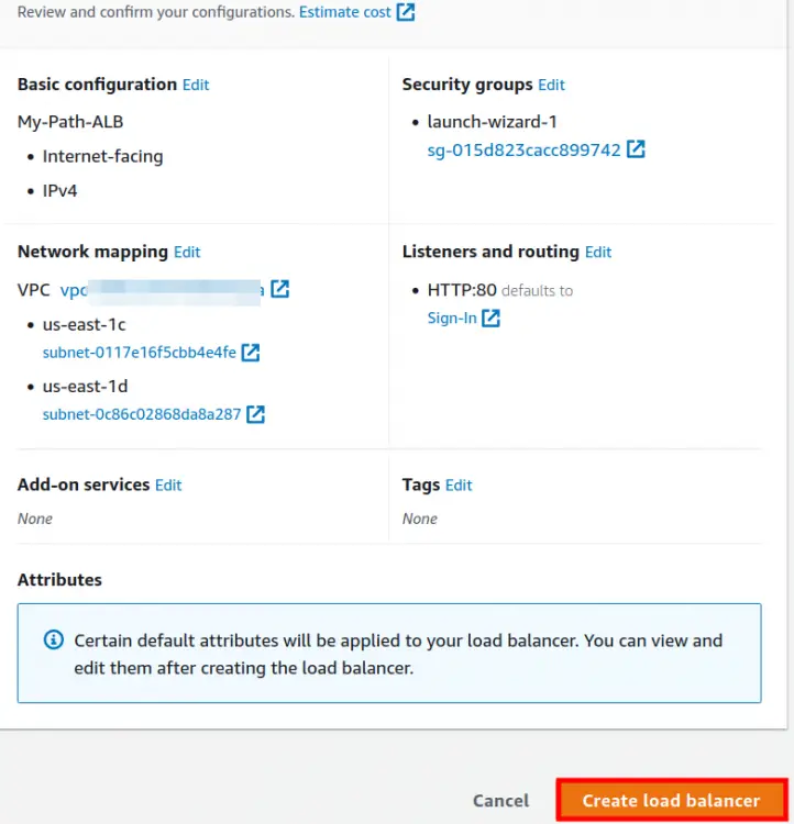 Review the summary of load balancer
