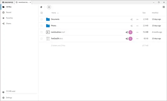 ONLYOFFICE connected with OwnCloud