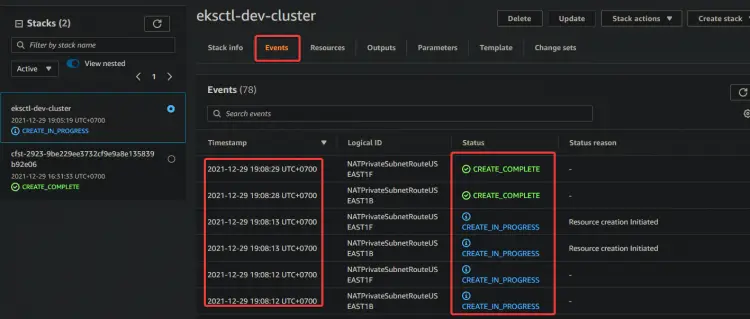 Checking the status of the stack