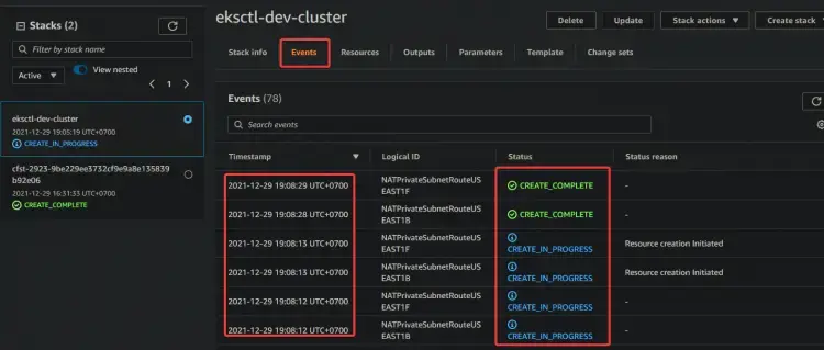 Checking the status of the stack