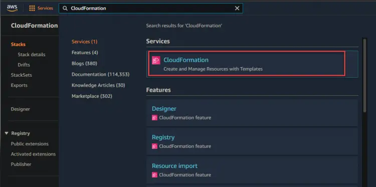 navigate to your CloudFormation 