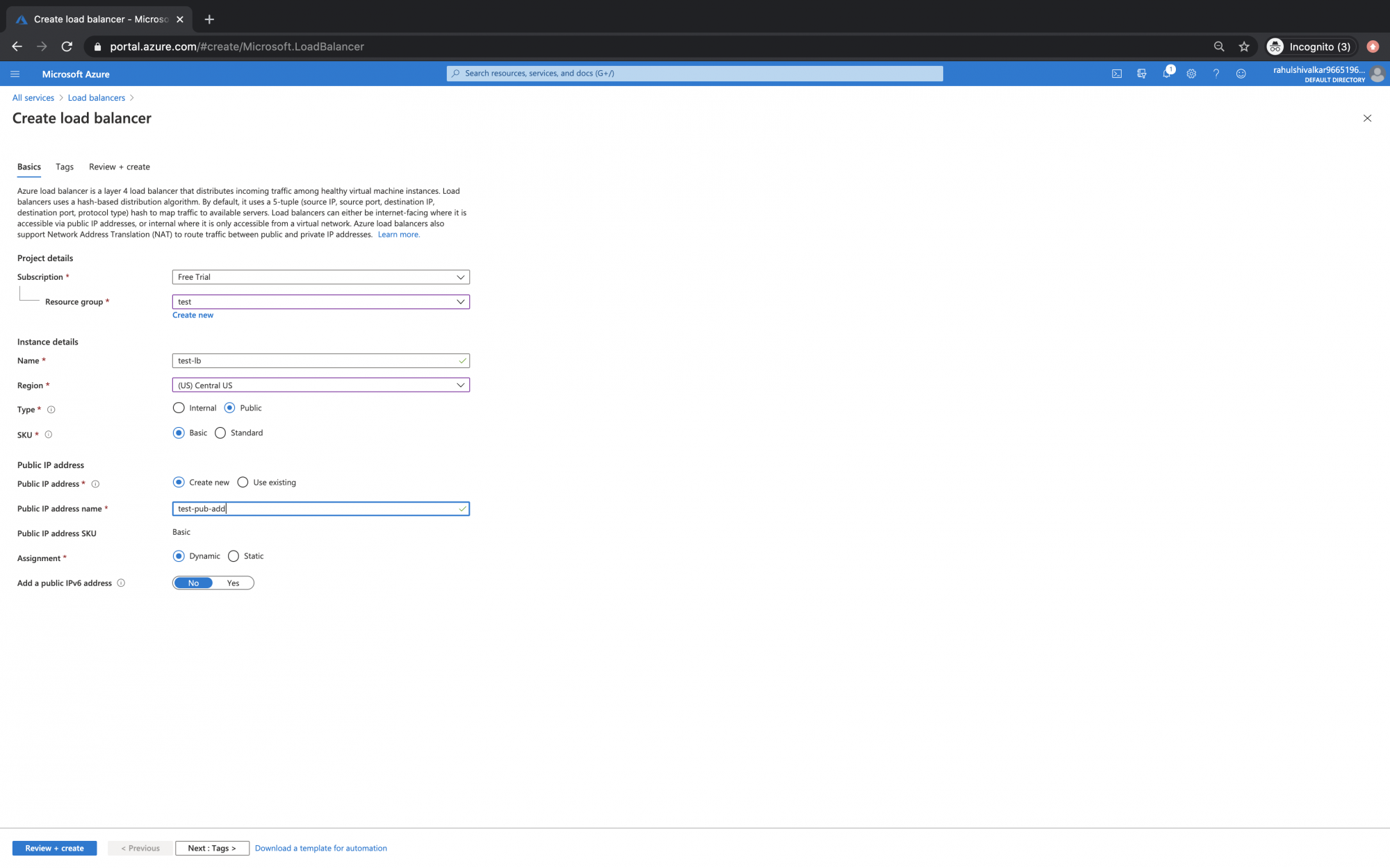 How to create a Load Balancer in Azure Cloud