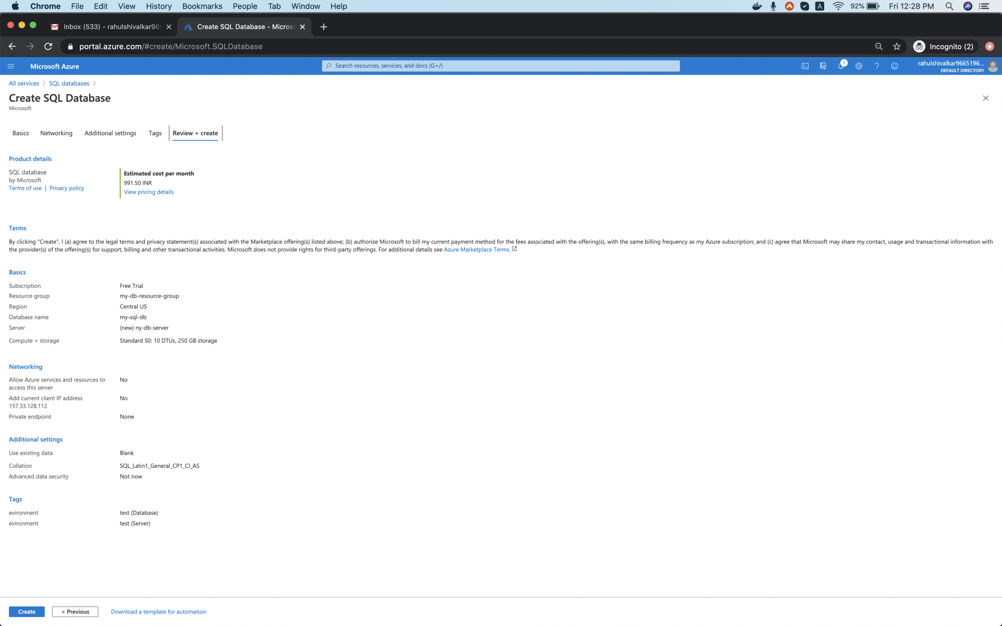 How to create a MySQL Database Server and Database in Azure Cloud