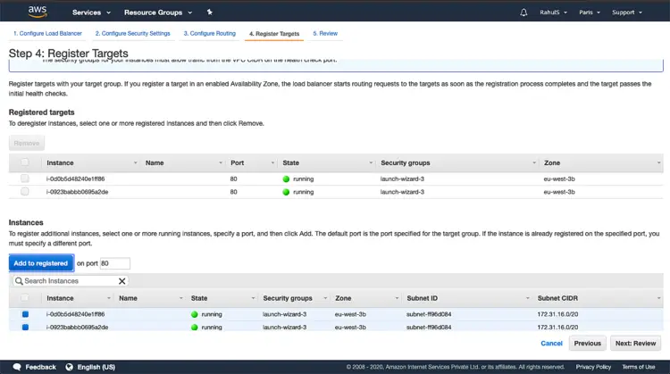 Load balancer targets