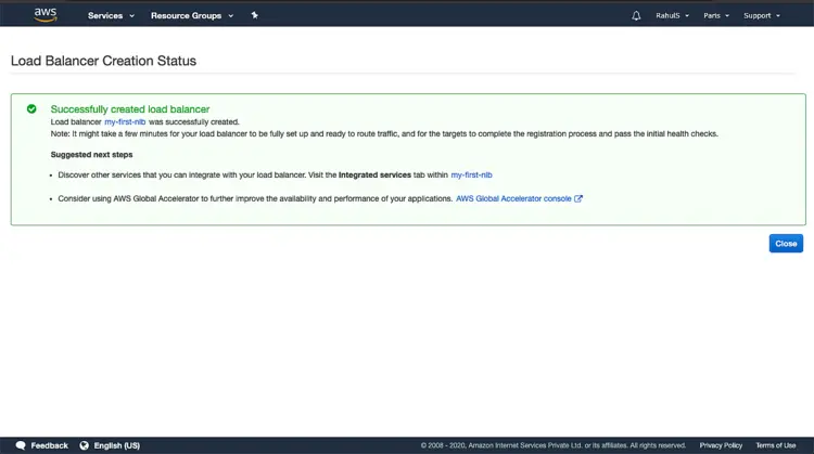 Successfully created Load balancer