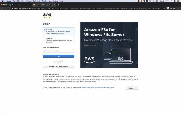 Login to AWS