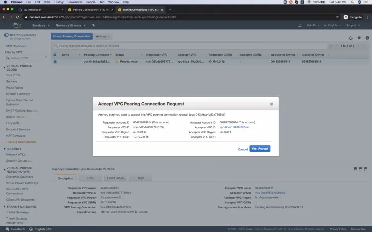 Accept peering request