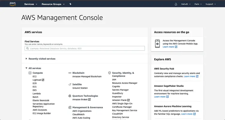 AWS Management console