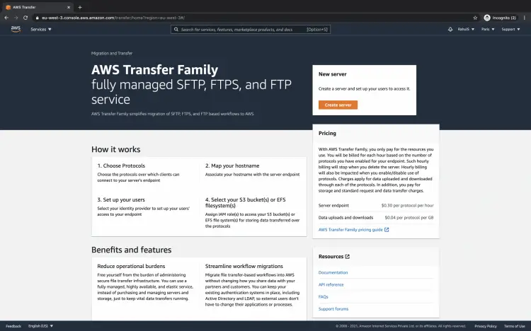 AWS Transfer Family Dashboard