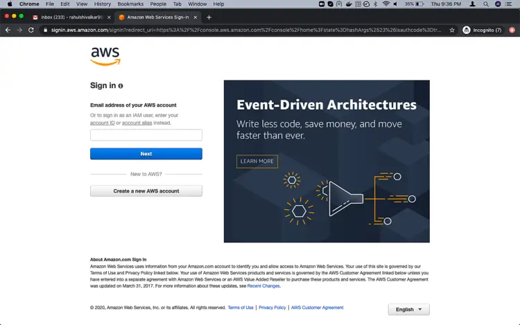 Login to AWS