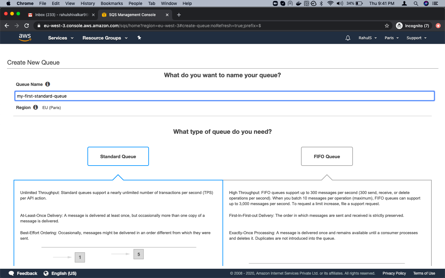 How to create an SQS Queue on AWS