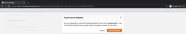 Confirm cancel-deletion operation