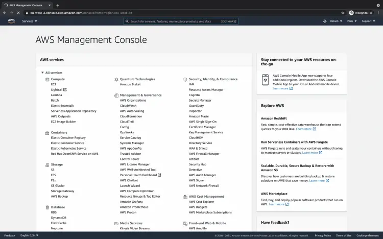 AWS Management console