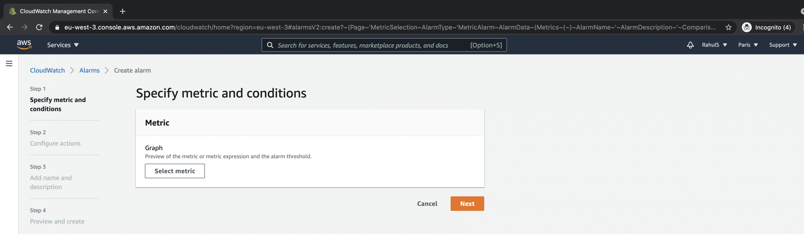 How to create Cloudwatch alarms for an SQS Queue on AWS