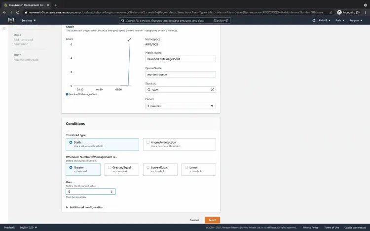 Specify metric and conditions