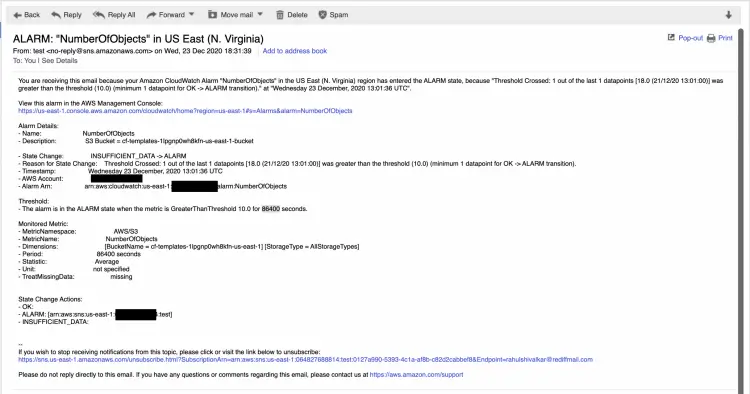 Email notification