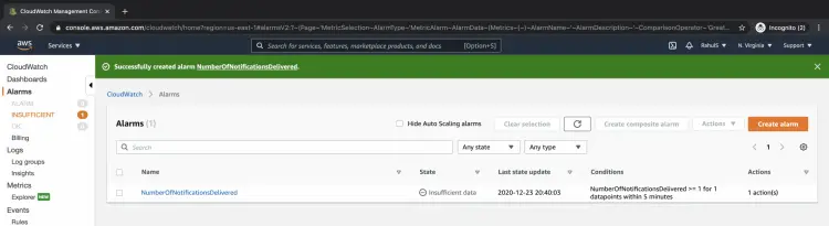 Alarm- In Insufficient data state