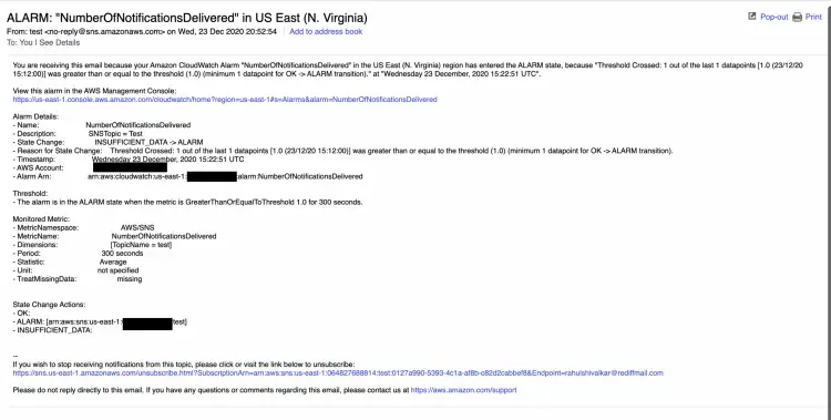 Email notification