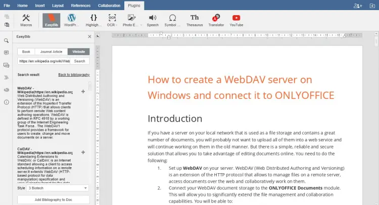 ONLYOFFICE EasyBib