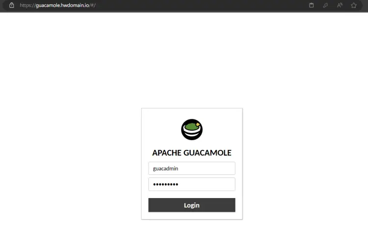 login to apache guacamole