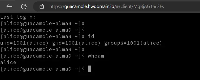 accessing SSH via Apache Guacamole