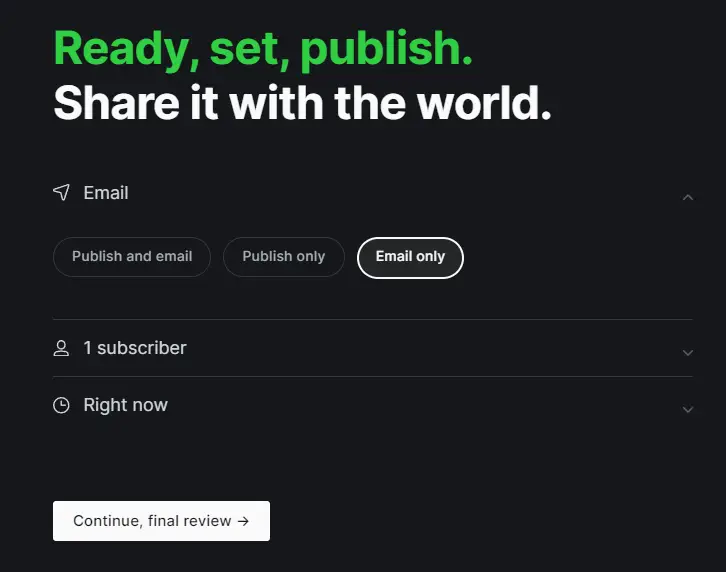 Ghost Post Publish/Email Option