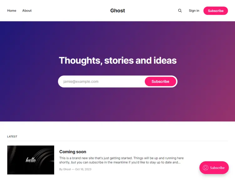Ghost Homepage