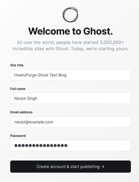 Ghost Setup Details