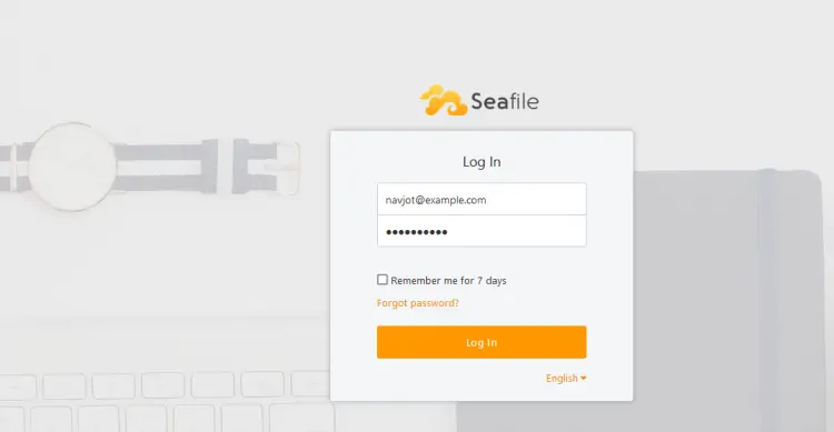 Seafile Login Screen