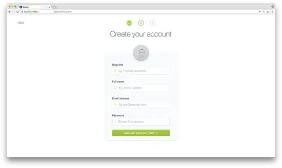 Create account in Ghost