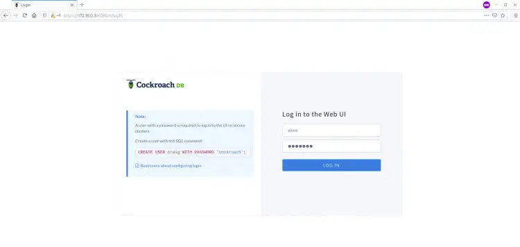 CockroachDB Login Page