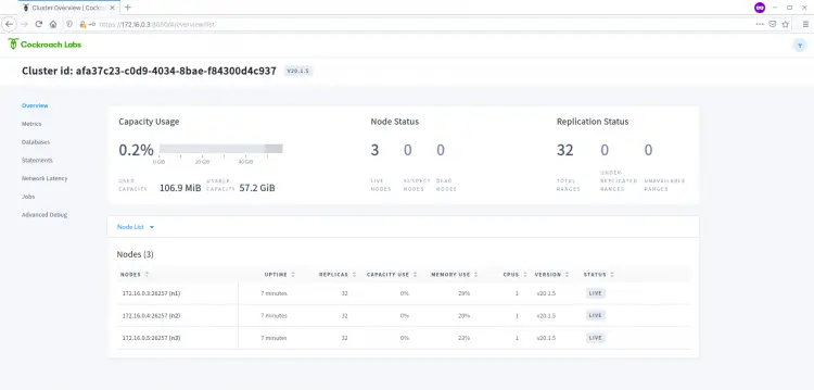 CockroachDB Dashboard