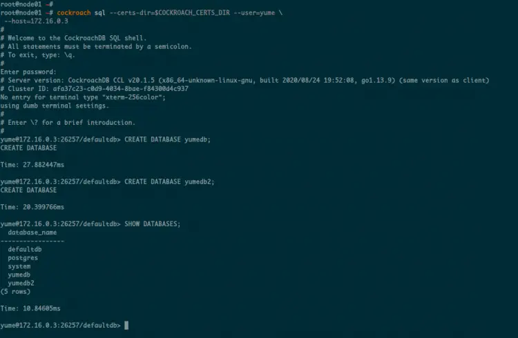 Create Database CockroachDB