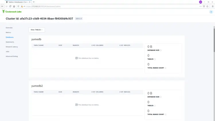 Check Database from CockroachDB Dashboard