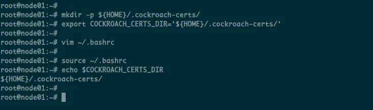 Setup Cockroach Certificate Directory