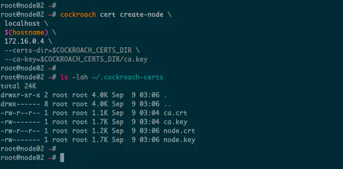 generate server certificate for node02 and node03