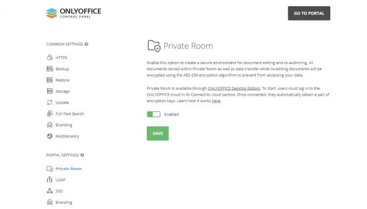 Enable Private Rooms in ONLYOFFICE