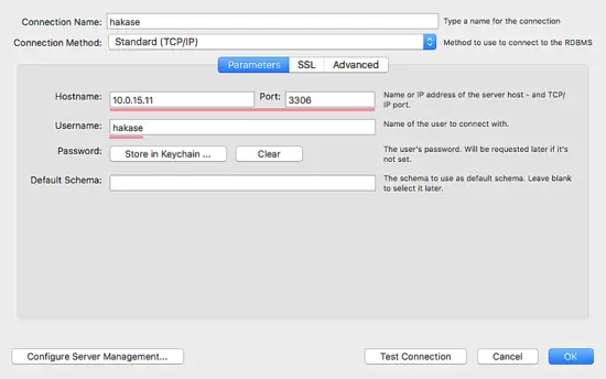 Configure Connection MySQLWorkbench