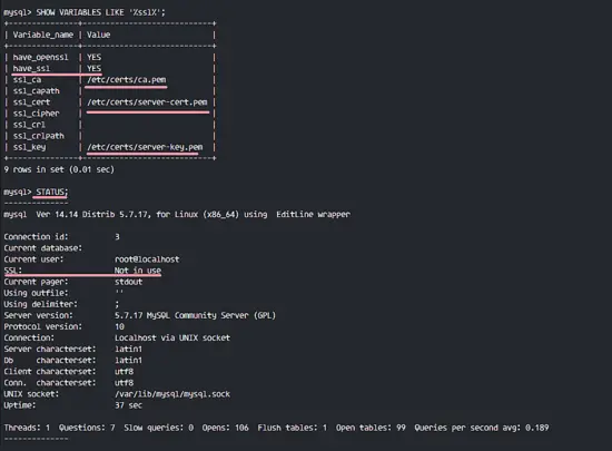 SSL for MySQL Enabled, but Root user still not connected without SSL