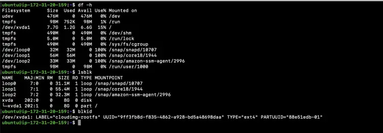 Current disk space