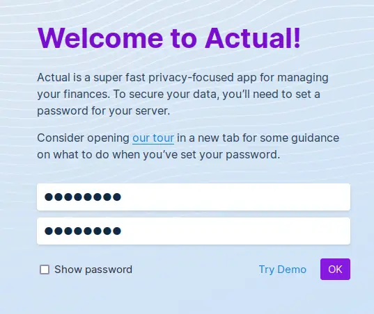 setup password
