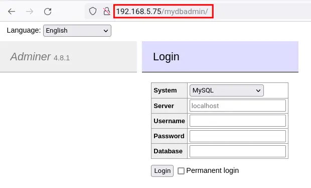 change path url adminer