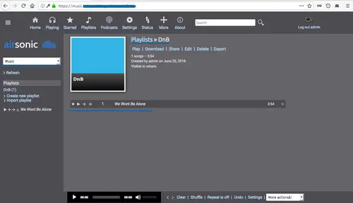 Airsonic dashboard