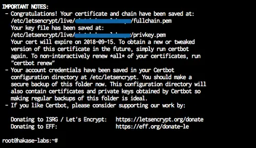 Letsencrypt SSL certificate has been issued