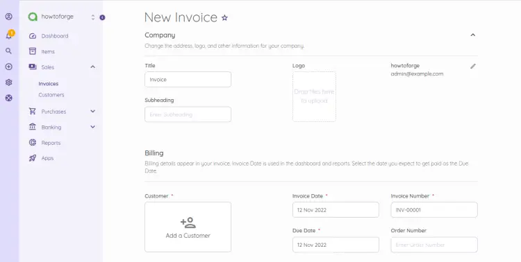 Create new invoice