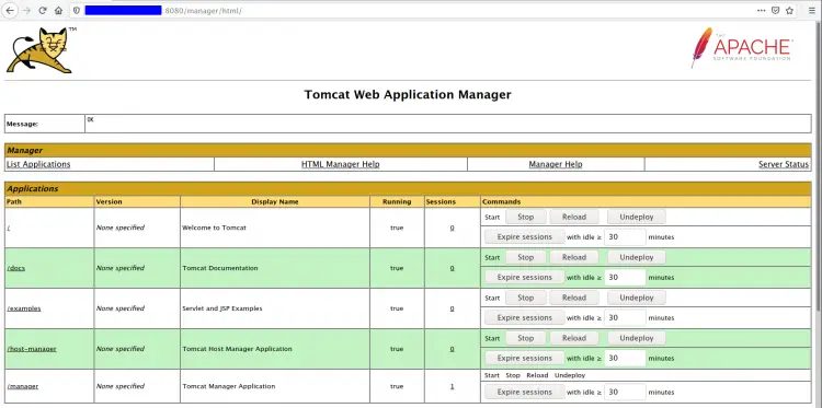 Apache Tomcat Web Application Dashboard