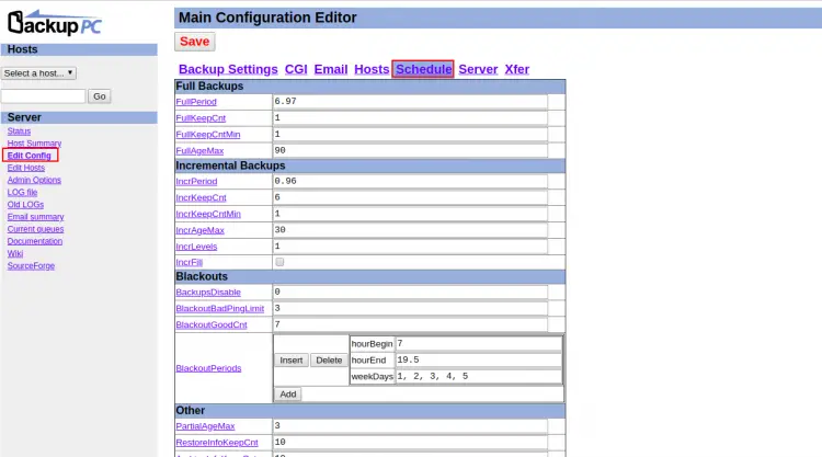 Schedule backup