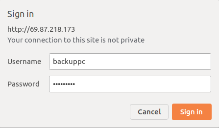 BackupPC Login form