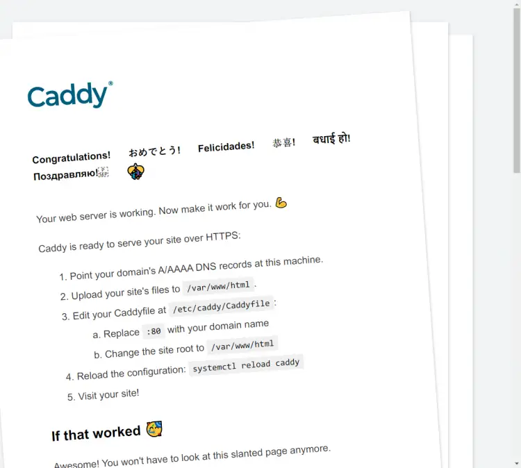 Caddy Default Page