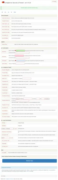 CSF Web Panel Homepage